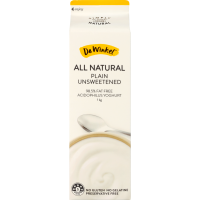 De Winkel All Natural Plain Unsweetened Yoghurt