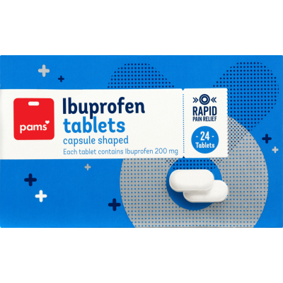 Pams Ibuprofen Capsule Shaped Tablets