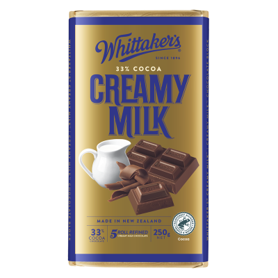Whittaker's Creamy Milk 33% Cocoa Milk Chocolate Block