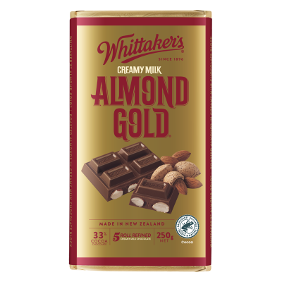 Whittaker's Almond Gold 33% Cocoa Milk Chocolate Block