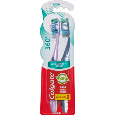 Colgate 360 Whole Mouth Clean Medium Toothbrush Value Pack