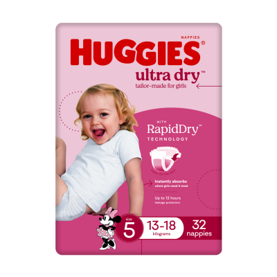 Huggies Ultra Dry Nappies For Girls Size 5 13-18kg