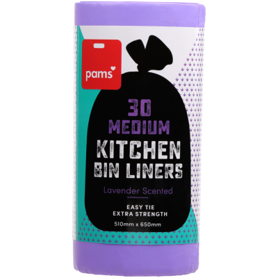 Pams Lavender Easy Tie Extra Strength Medium Kitchen Tidy Liners 51 x 65cm