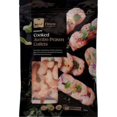 Pams Finest Premium Cooked Jumbo Prawn Cutlets