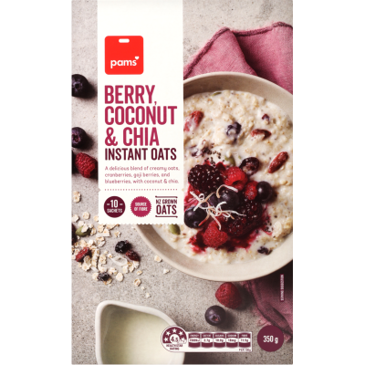 Pams Berry Coconut & Chia Instant Oats Sachets