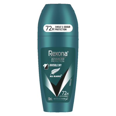 Rexona Advanced Protection Invisible Dry All Blacks 72Hr Antiperspirant Deodorant Roll On